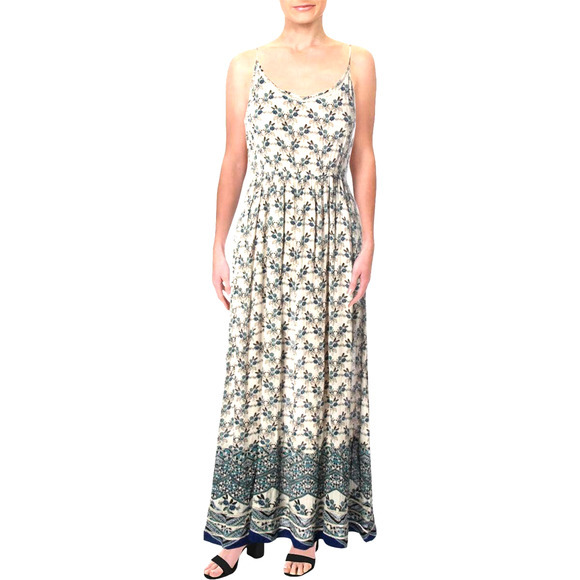 $118 NEW AQUA Floral Maxi Dress MED Boho Romantic Cottagecore Gauze White Blue - Picture 5 of 11